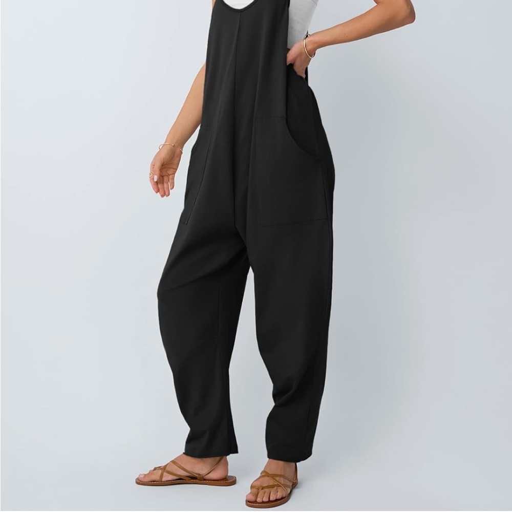 Black Sleeveless Jumpsuit with Relaxed Fit